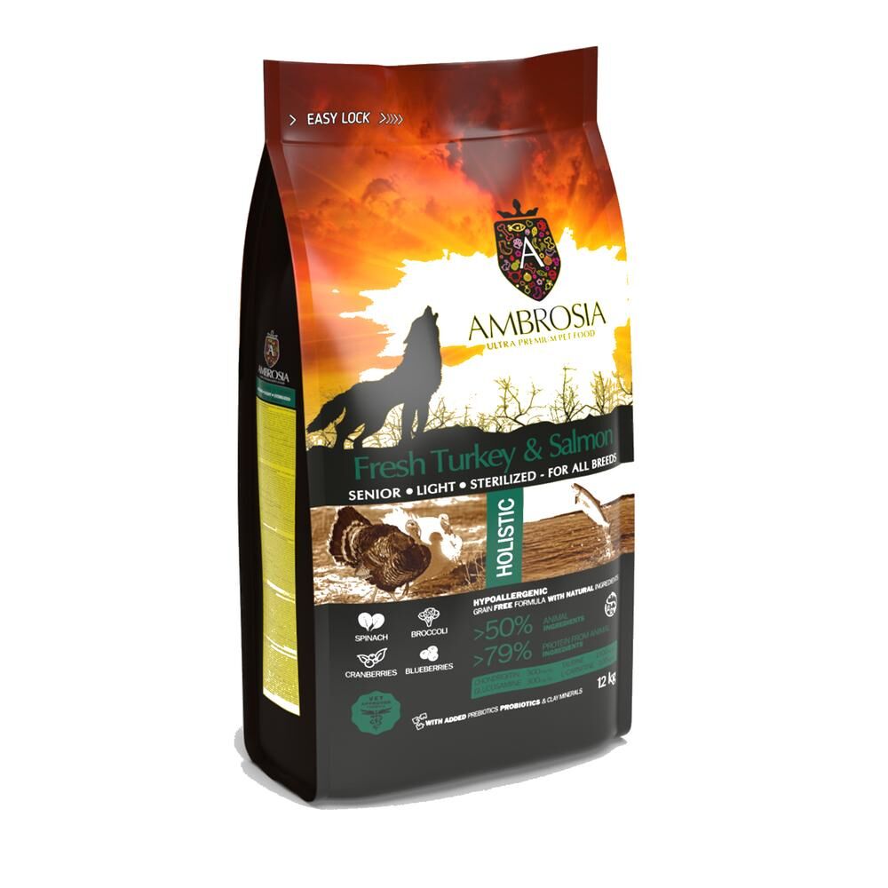 PE583974|20000 Ambrosia Classic Hundafóður Senior Light - Ferskur Kalkúnn & Lax 2Kg